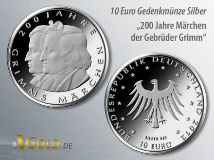 3. Ausgabe 2012: 200 Jahre Grimms Märchen, 10-Euro-Silbermünze