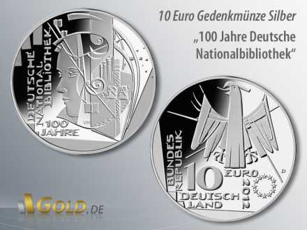 4. Motiv 2012: 100 Jahre Deutsche Nationalbibliothek, Gedenkmünze 10 Euro Silber