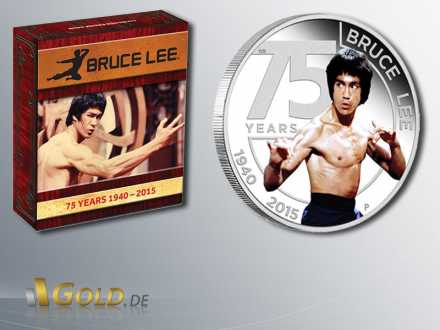 Bruce Lee, 75th Anniversary of Bruce Lee,Silbermünze 2015 1 oz, mit Hülle