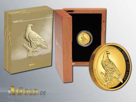 Wedge-tailed Eagle 2016 High Relief 2 oz Goldmünze Shipper