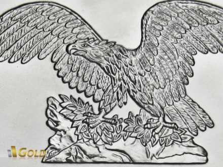 Detailaufnahme der Silbermünze Andorra Eagle