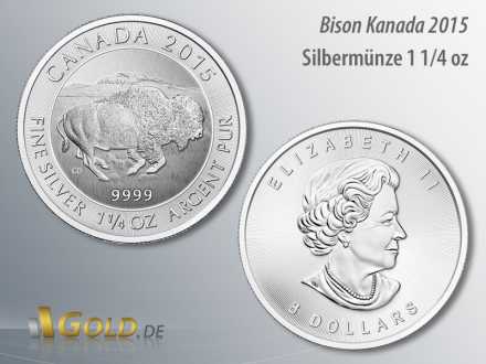 Canadian Bison 2015, Silbermünze aus Kanada, 1 1/4 oz