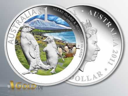 Celebrate Australia 2011, Heard and McDonald Islands, Silber-Münze 1 oz PP coloriert