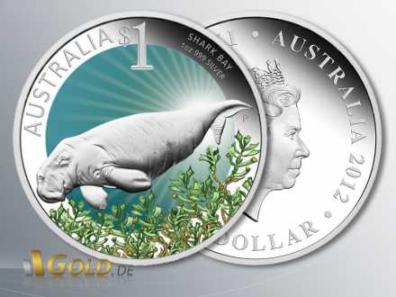 Celebrate Australia 2012, Shark Bay, Silbermünze 1 oz Polierte Platte farbig