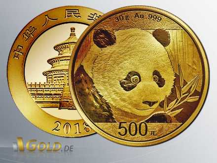 Goldener China Panda 2018 - 30 g, 500 Yuan
