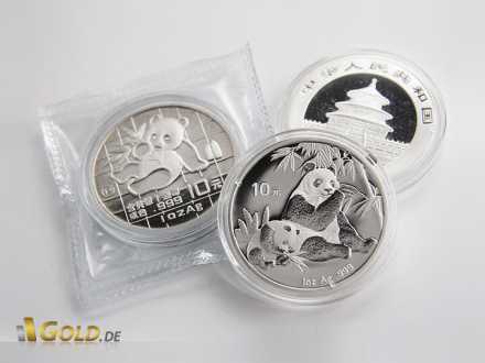Panda Silbermünzen eingeschweißt und in Kapsel