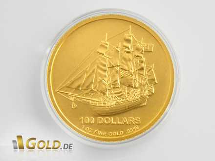 Cook Islands Gold 1 oz, mit Segelschiff Bounty