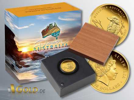 Discover Australia 2013, Kookaburra, Goldmünze 1/2 oz PP, mit Schatulle und Verpackung
