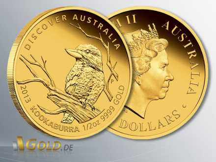 Discover Australia Gold-Münze 2013, Kookaburra, 1/2 oz PP
