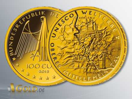 Gold-Euro 2015: Oberes Mittelrheintal, 1/2 oz Gold