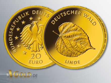 Goldeuro Deutscher Wald Linde 2015, 1/8 oz Gold