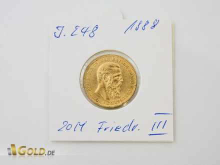 Friedrich III. 20 Mark aus dem Jahr 1888 (J 248)