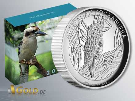 Kookaburra 2014 High Relief Proof 1 oz Silbermünze