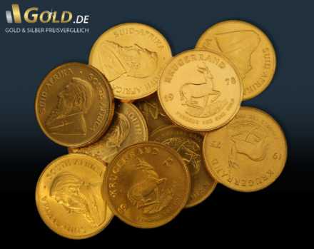 Krügerrand Goldmünzen 1 Unze unterschiedliche färbungen