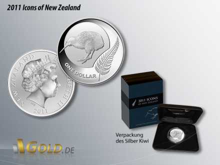 Silber Kiwi von 2011, Icons of New Zealand, Silber-Farn