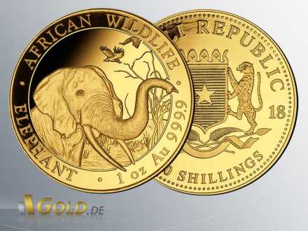 Somalia Elefant Gold, 2018, 1 oz, 1.000 Shillings