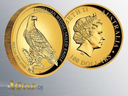 Wedge-tailed Eagle 2016 High Relief 1 oz Goldmünze