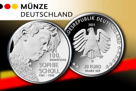 20 Euro Silber Gedenkmünze 100. Geburtstag Sophie Scholl: Jetzt neu!