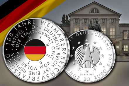 20 Euro Weimarer Reichsverfassung in Silber und Farbe - Jetzt hier!