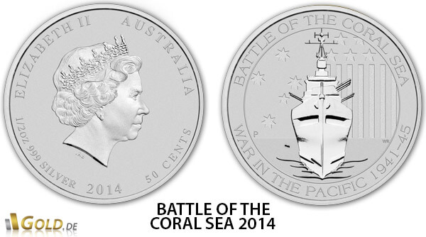 Battle of the of the Coral Sea Silbermünze