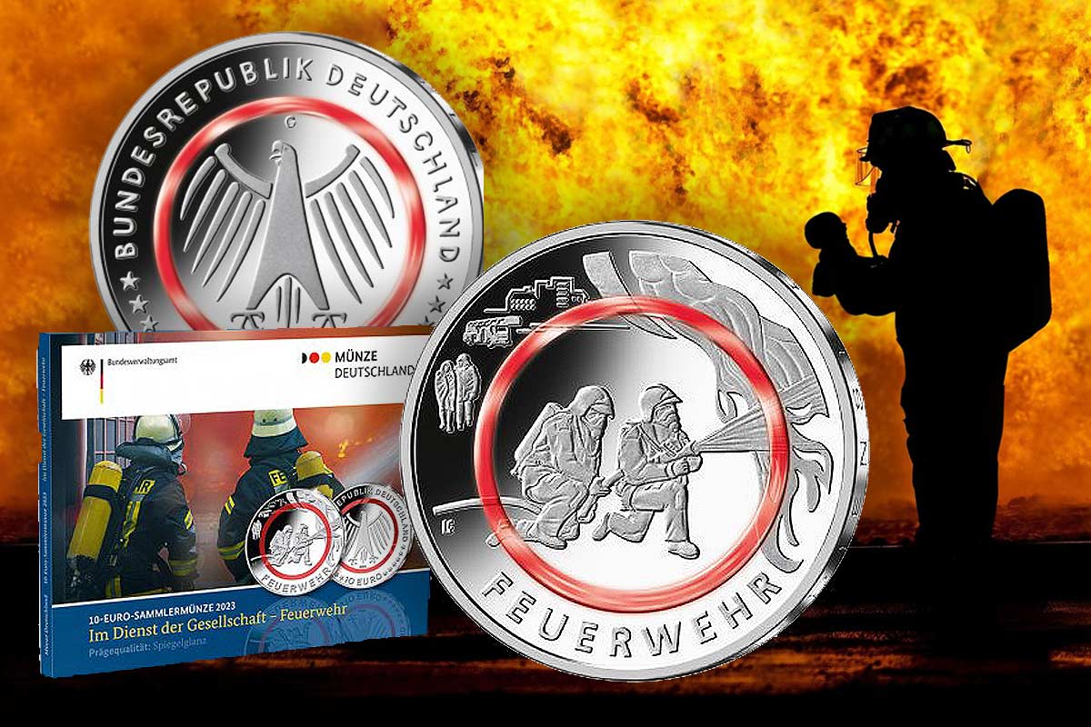 10 Euro – Im Dienste der Gesellschaft: Feuerwehr 2023 Sammlermünze mit Polymerring!