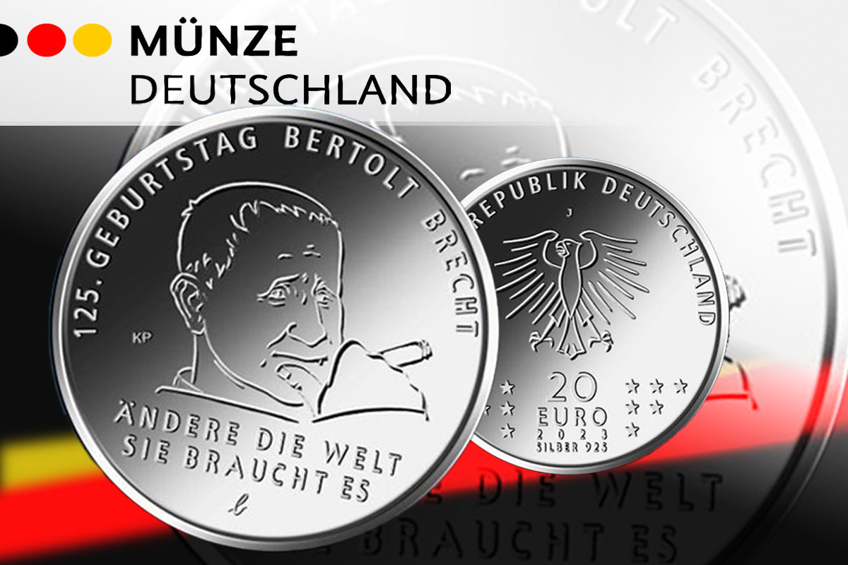 20 Euro BRD Münze 125. Geburtstag Bertolt Brecht 2023: Jetzt neu!