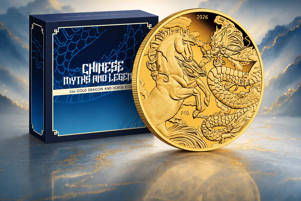 Chinese Myths and Legends - Dragon and Horse 2026 Privy Mark in Gold!
