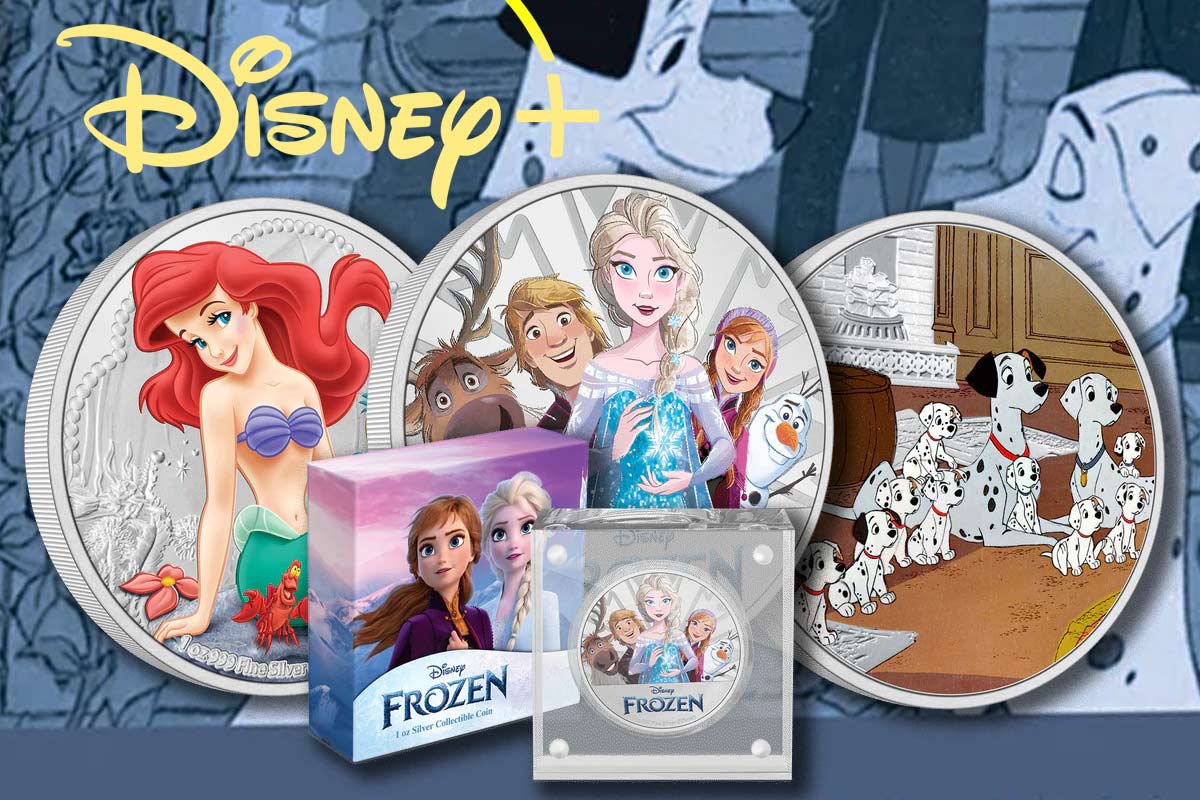 Disney Filme als 1 oz Silbermünze: Frozen, Arielle & 101 Dalmatiner