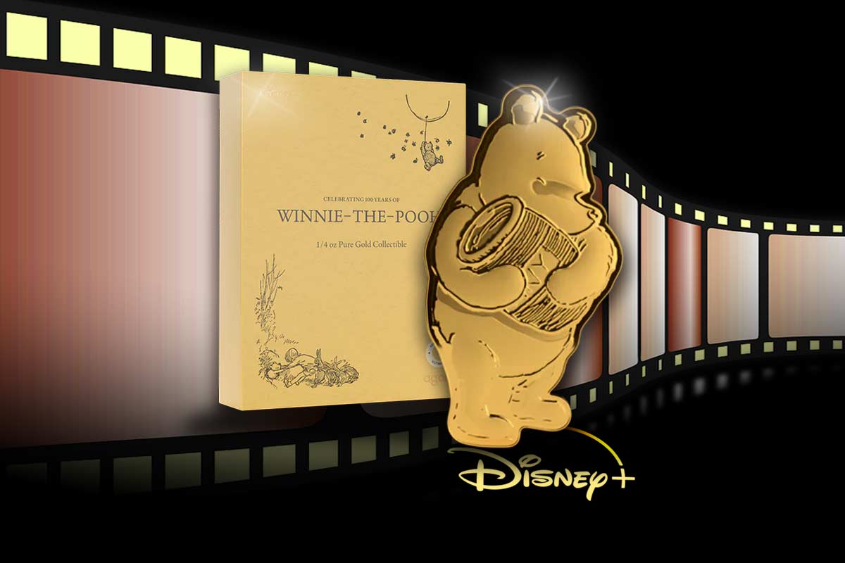 Disney Winnie the Pooh mit Honigfass - Jetzt in Gold zum Sammeln!