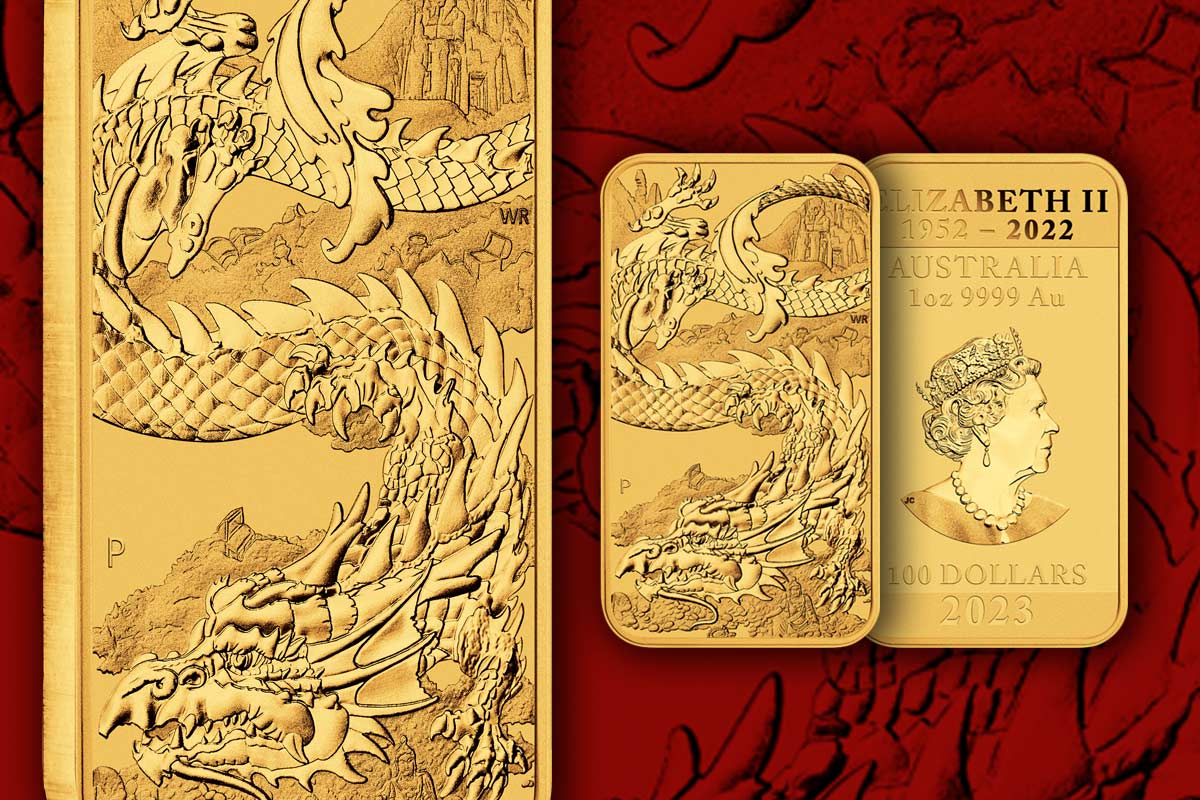 Drachen-Münzbarren der Perth Mint: Jetzt Dragon Rectangle 2023 in Gold!