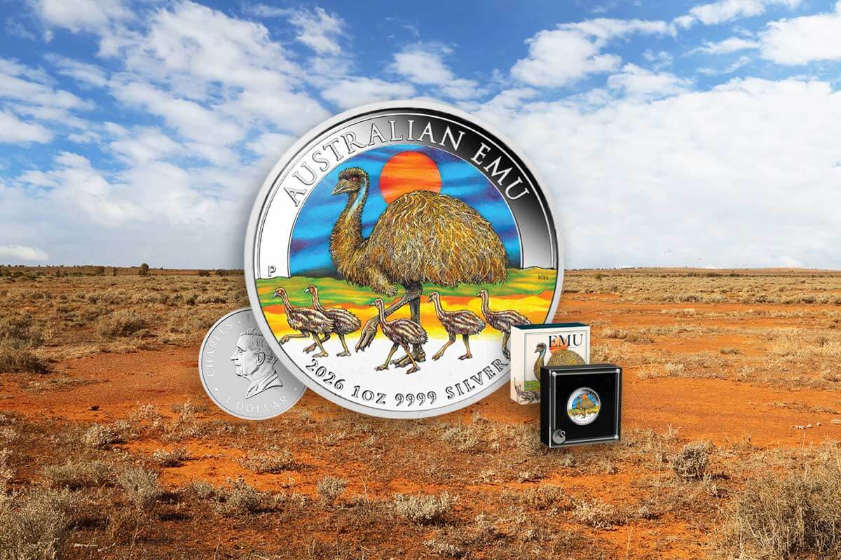 Emu Silber 2026 Colour: Neuheit der Perth Mint hier anschauen!
