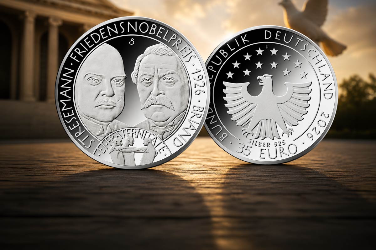Vorverkauf 35 € in Silber: Stresemann Friedensnobelpreis 1926 Briand