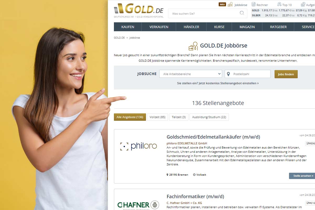 Jobbörse für die Edelmetallbranche: Jetzt neu auf GOLD.DE!