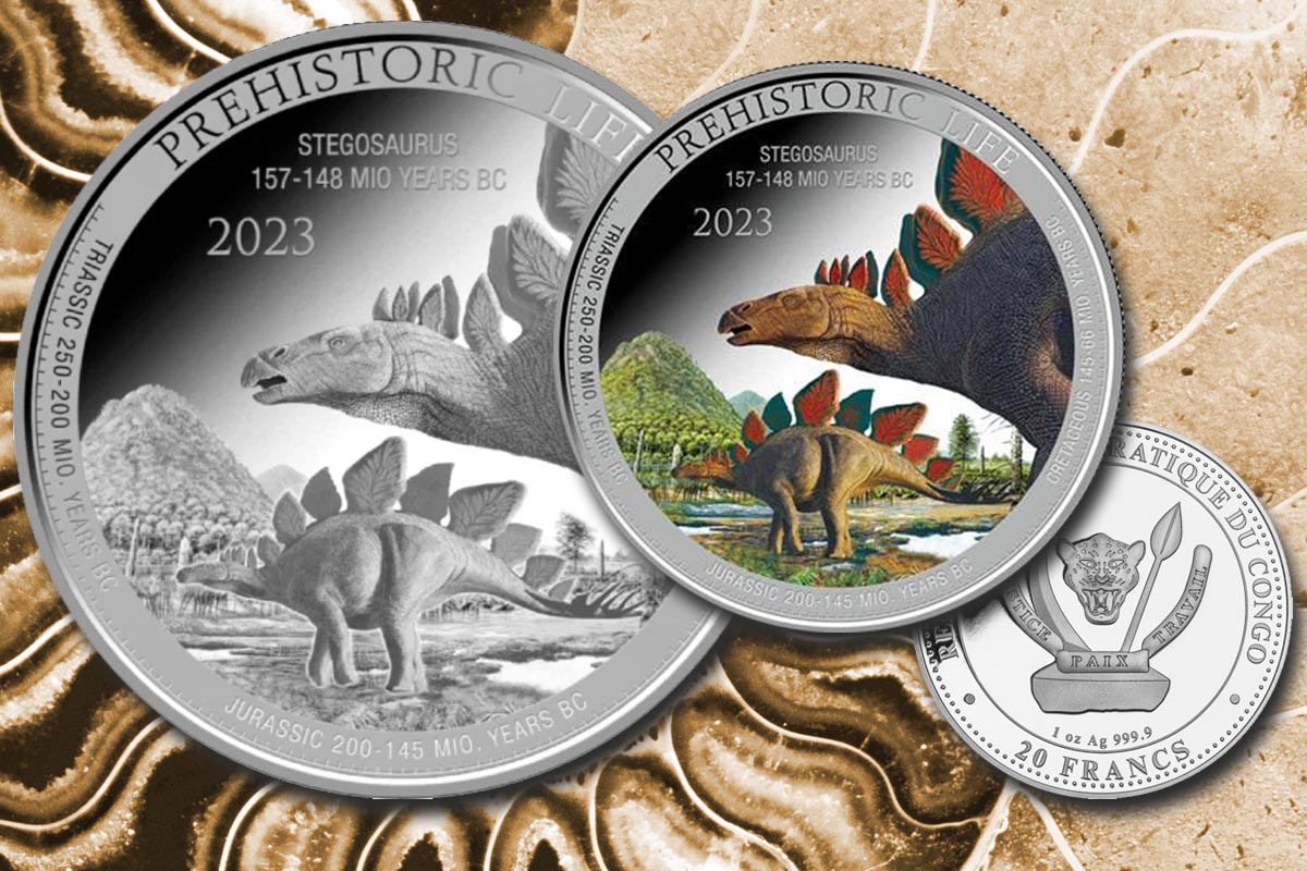 Prehistoric Life Silber - Stegosaurus 2023 – Neue Ausgabe der beliebten Serie mit Dinos