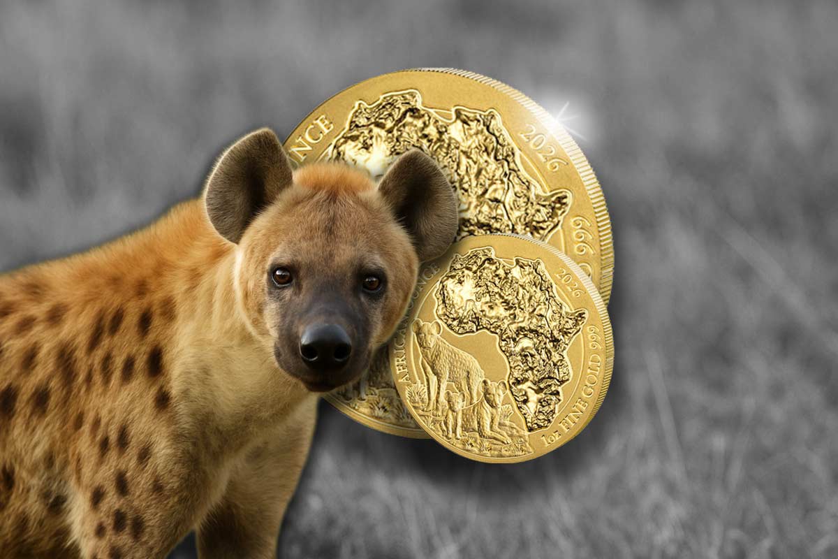 Ruanda African Ounce Gold: Neues Motiv Tüpfelhyäne 2026 hier anschauen!
