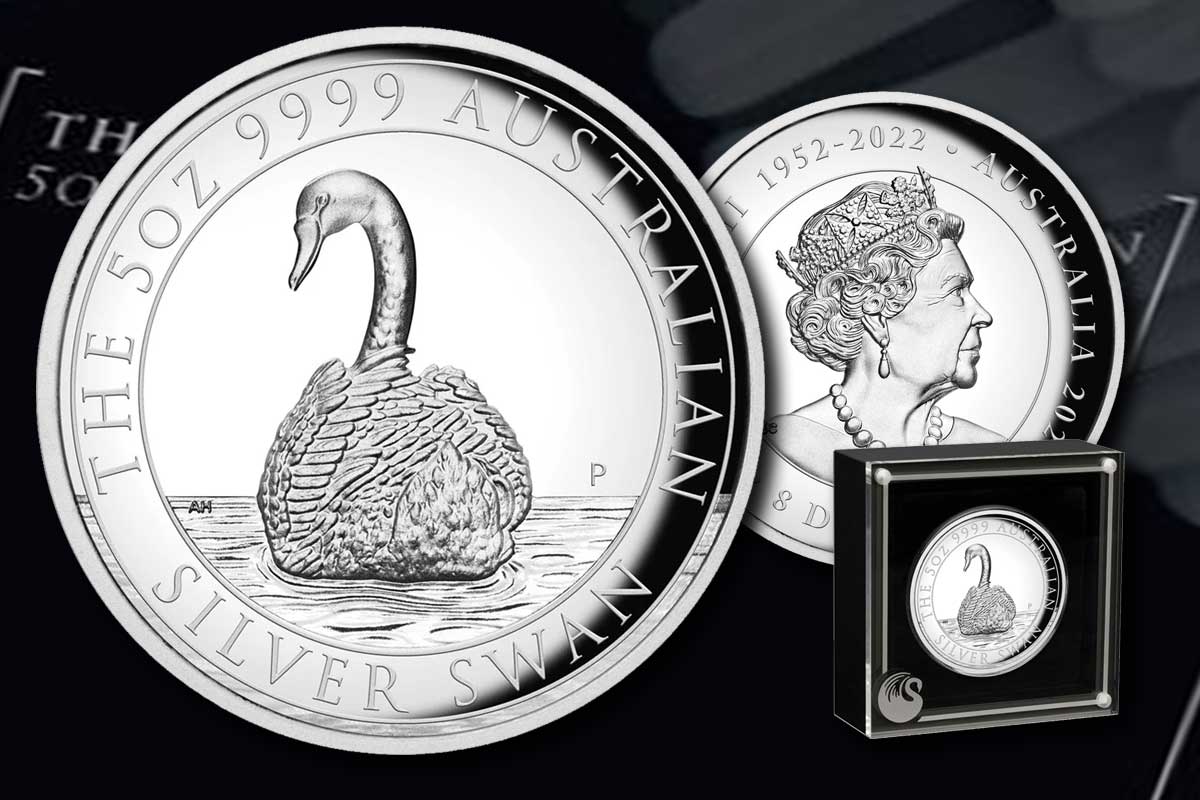 Schwan Silber 2023 der Perth Mint: Jetzt als 5-oz-Münze in PP High Relief erhältlich!