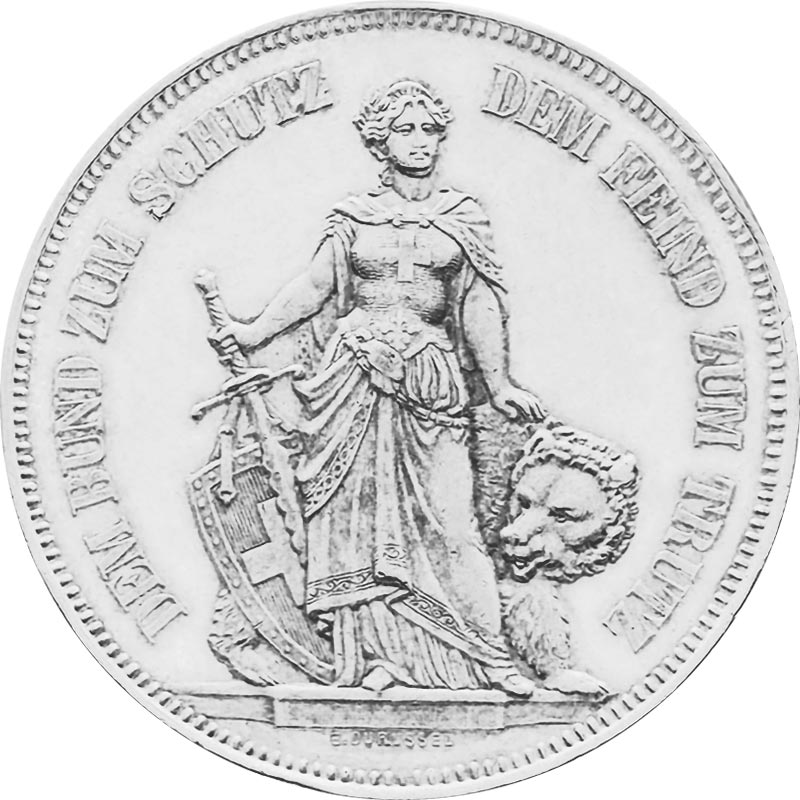Schweiz 5 Franken 1874 St. Gallen Schützentaler 