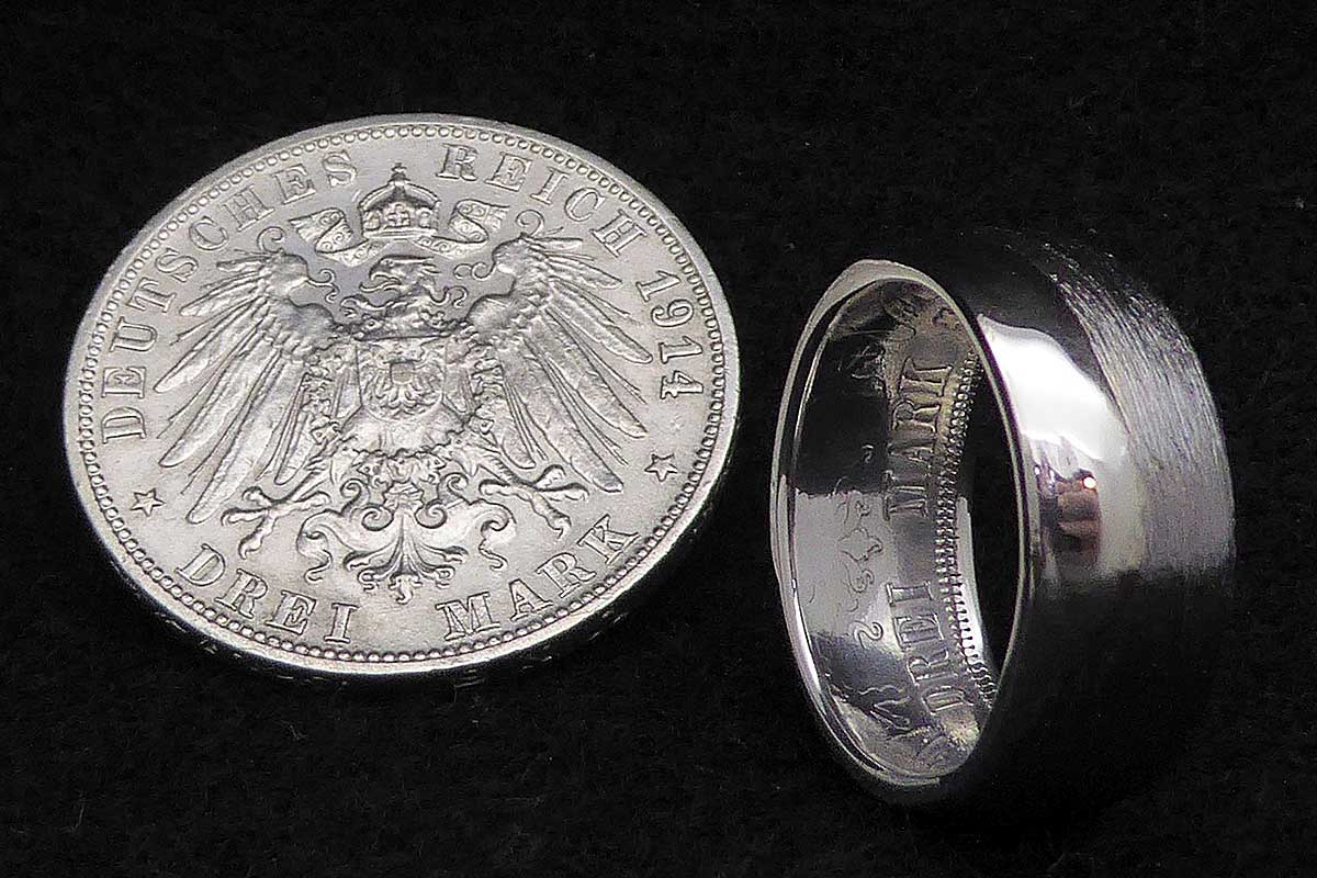 Münzring 3 Mark deutsches Kaiserreich Silber