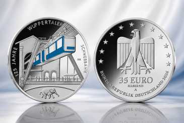 Vorverkauf 35 Euro Silbermünze - 125 Jahre Wuppertaler Schwebebahn neues Nominal!