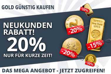 Gold günstig kaufen - hier 20 % Neukunden Rabatt!