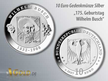 3. Motiv 2007: 175. Geburtstag Wilhelm Busch, Silbermünze 10 Euro