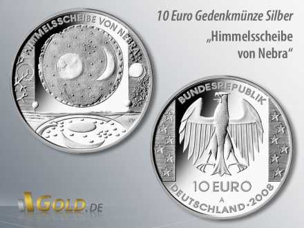 5. Ausgabe 2008: Himmelsscheibe von Nebra, Silbermünze 10 Euro