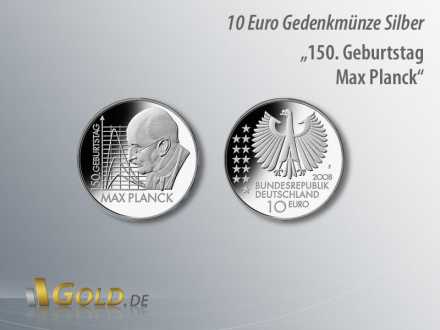 2. Motiv 2008: 150. Geburtstag des Physikers Max Planck, 10 Euro Silbermünze
