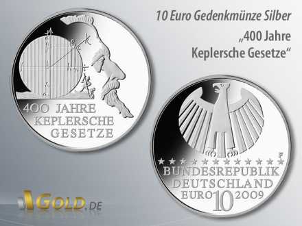 2. Münze 2009: 400 Jahre Keplersche Gesetze, Gedenkmünze 10 Euro Silber