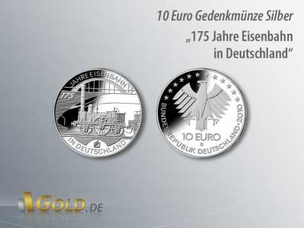 5. Motiv 2010: 175 Jahre Eisenbahn in Deutschland, Silbermünze 10 Euro