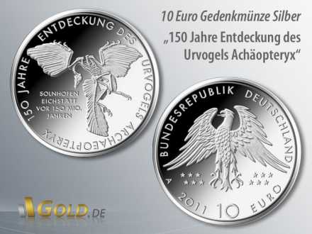 5. Motiv 2011: 150 Jahre Entdeckung des Urvogels Archäopteryx, 10 Euro Silber
