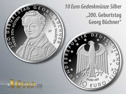4. Münze 2013: 200. Geburtstag Georg Büchner, 10-Euro-Gedenkmünze Silber