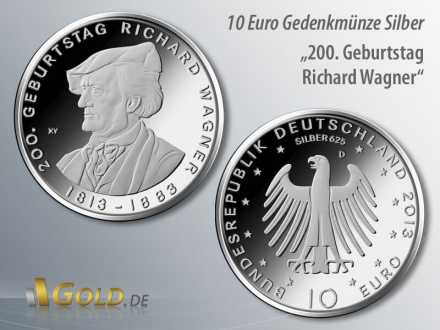 3. Motiv 2013: 200. Geburtstag Richard Wagner, Silber-Gedenkmünze 10 Euro