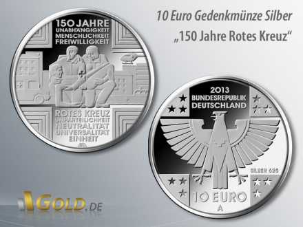 2. Ausgabe 2013: 150 Jahre Rotes Kreuz, 10 Euro Silbergedenkmünze