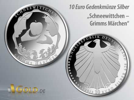1. Motiv 2013: Schneewittchen aus der Serie Grimms Märchen, 10 Euro Silbermünze